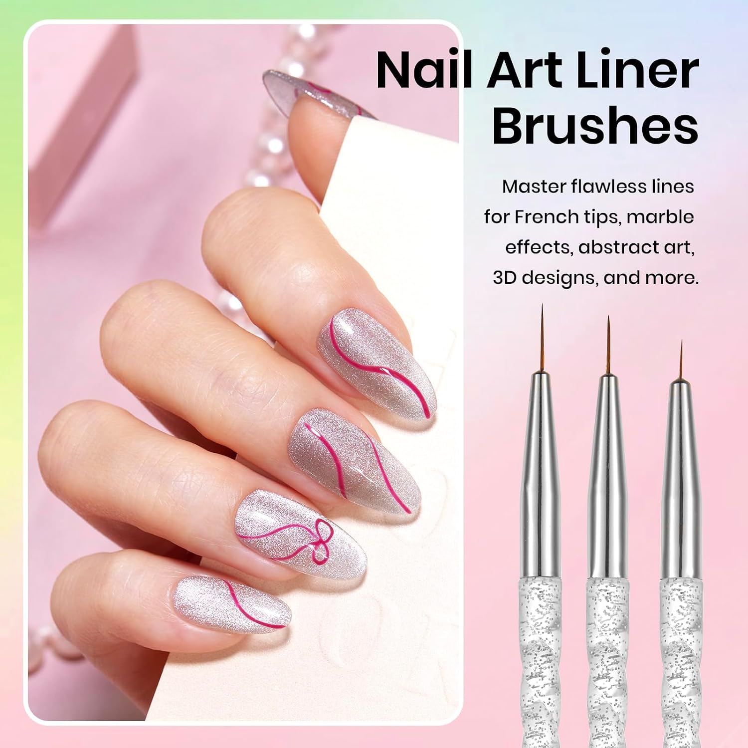 Beetles 31-piece nail art brushes set with dotting tools, liner pens, sculpting brushes, holder and palette - 2