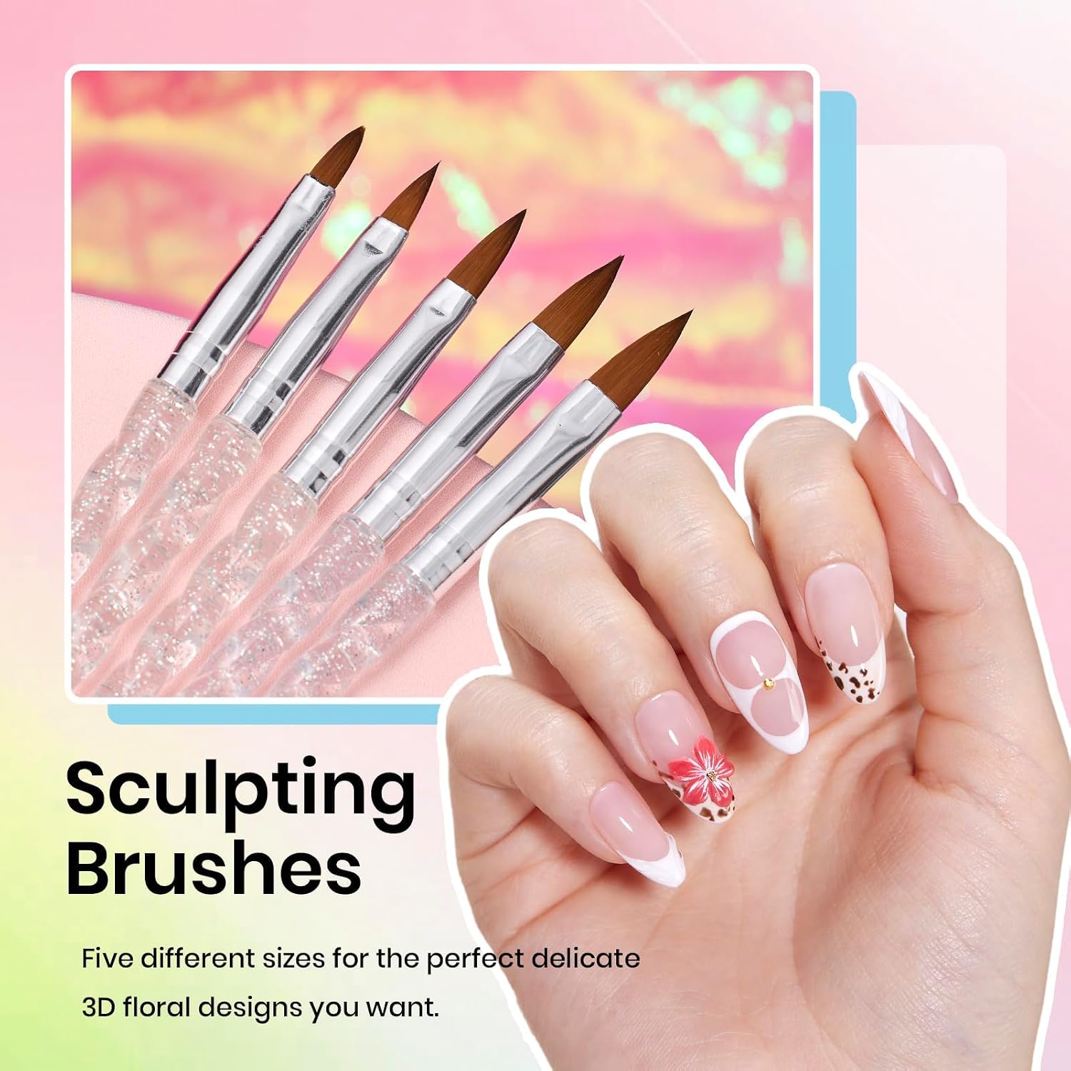 Beetles 31-piece nail art brushes set with dotting tools, liner pens, sculpting brushes, holder and palette - 4