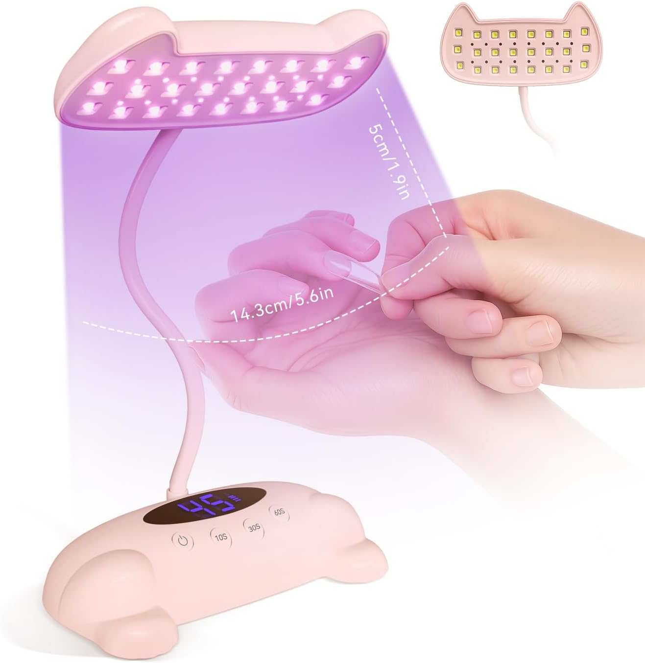 48W Gooseneck UV Nail Lamp — Cordless Flash Cure