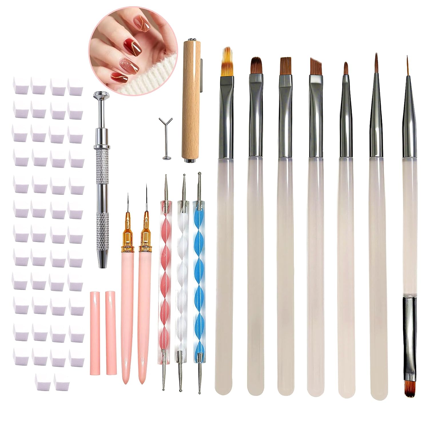65-piece nail art kit for beginners — brushes & tools