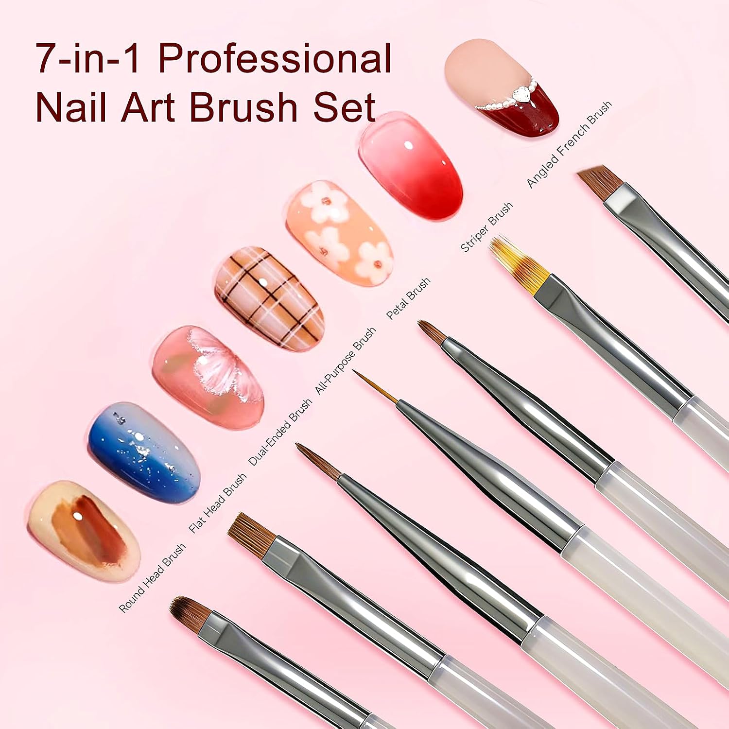 NEUTECHNO 65-piece nail art kit with brushes, liner pens, dotting tools, 3-in-1 cat eye magnet, Y-shaped guide, 50 sponges and grabbing pen - 2