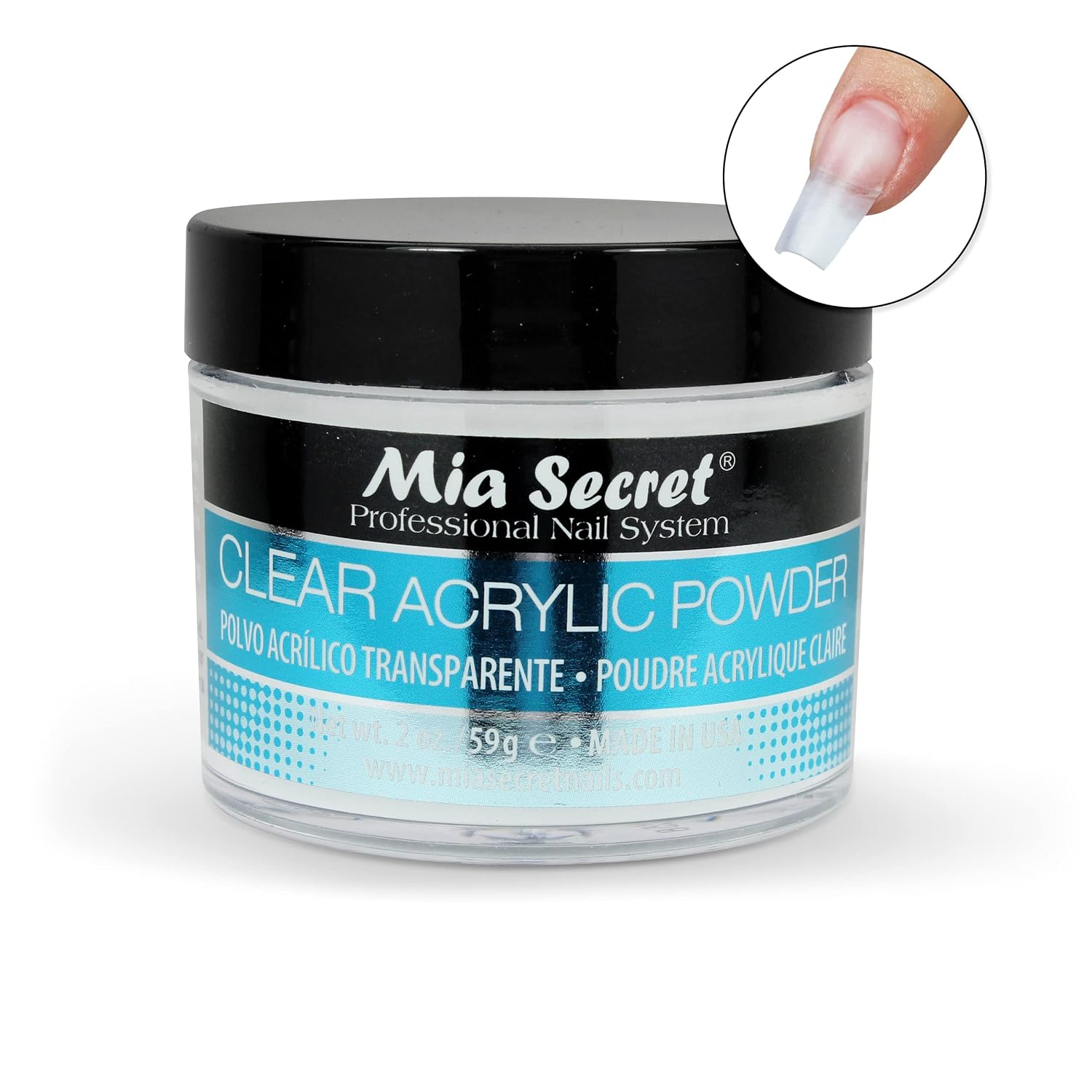 Mia Secret clear acrylic powder 1oz jar - 2