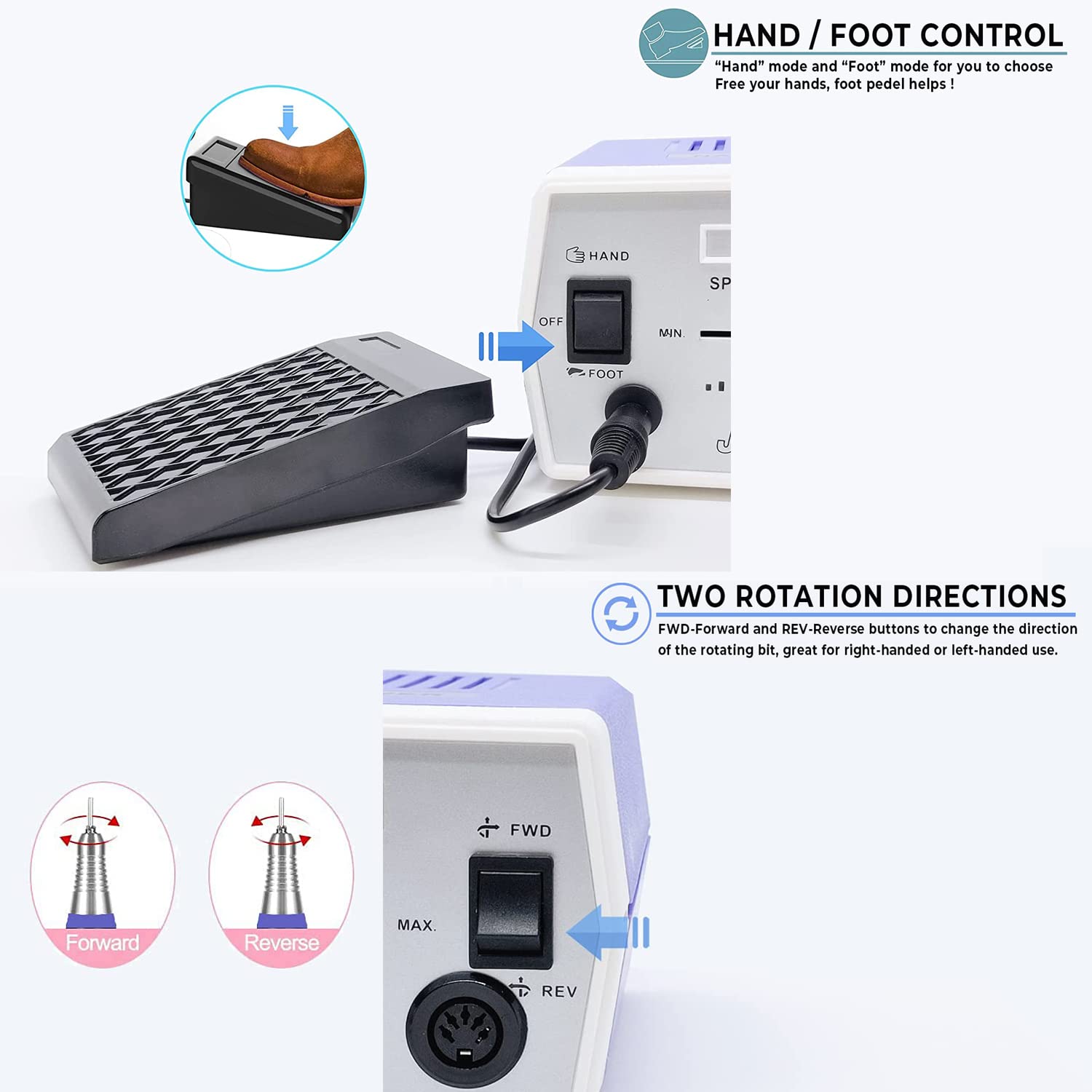 Véfaîî JD700 electric nail drill unit with handpiece and accessories - 3