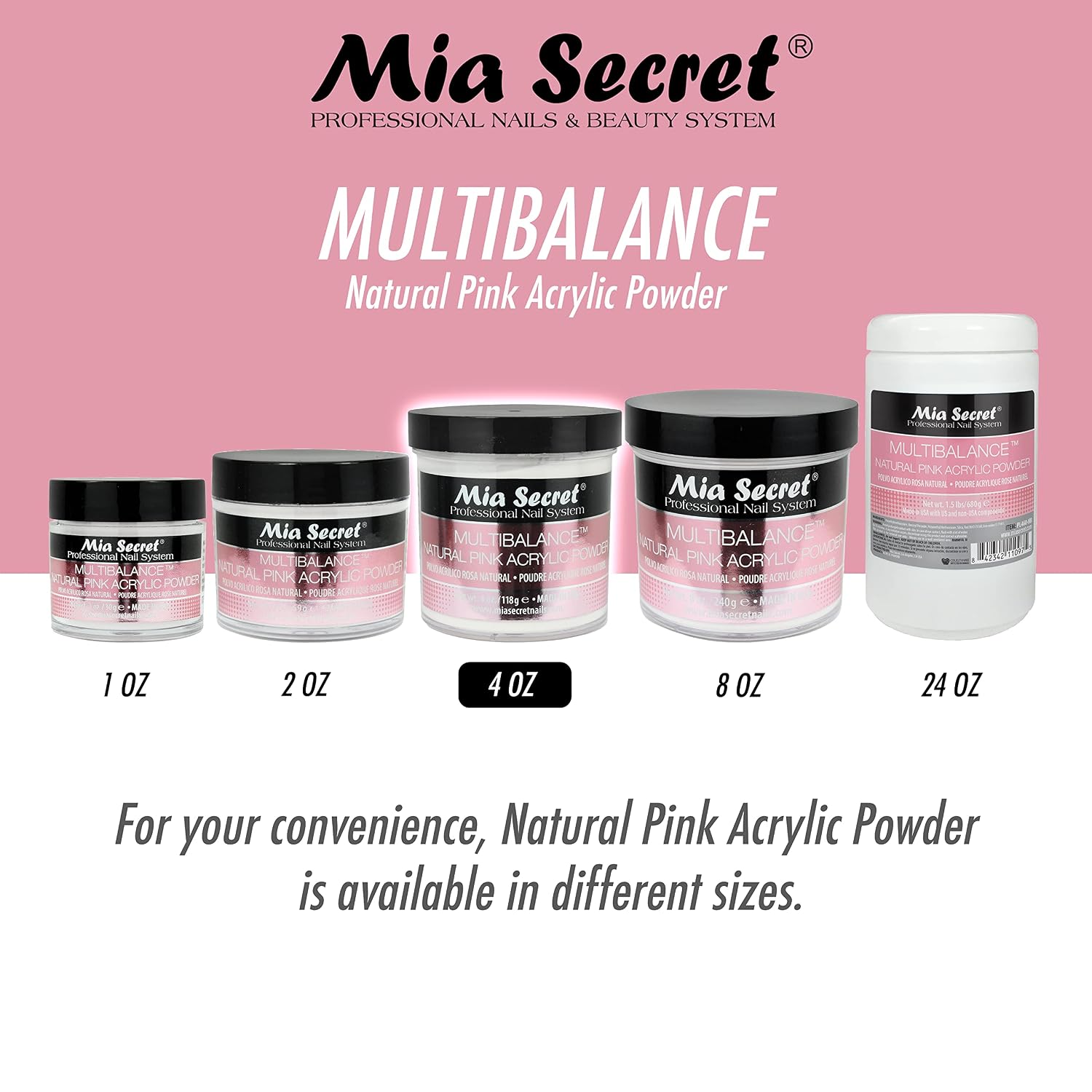 Mia Secret Multi Balance Natural Pink Acrylic Powder 4 oz jar - 3