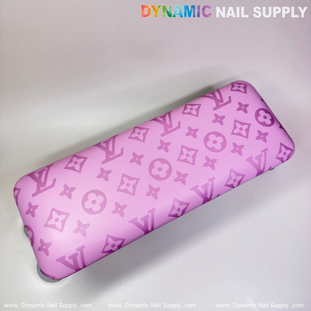 pink LV pattern leather armrest cushion - 5