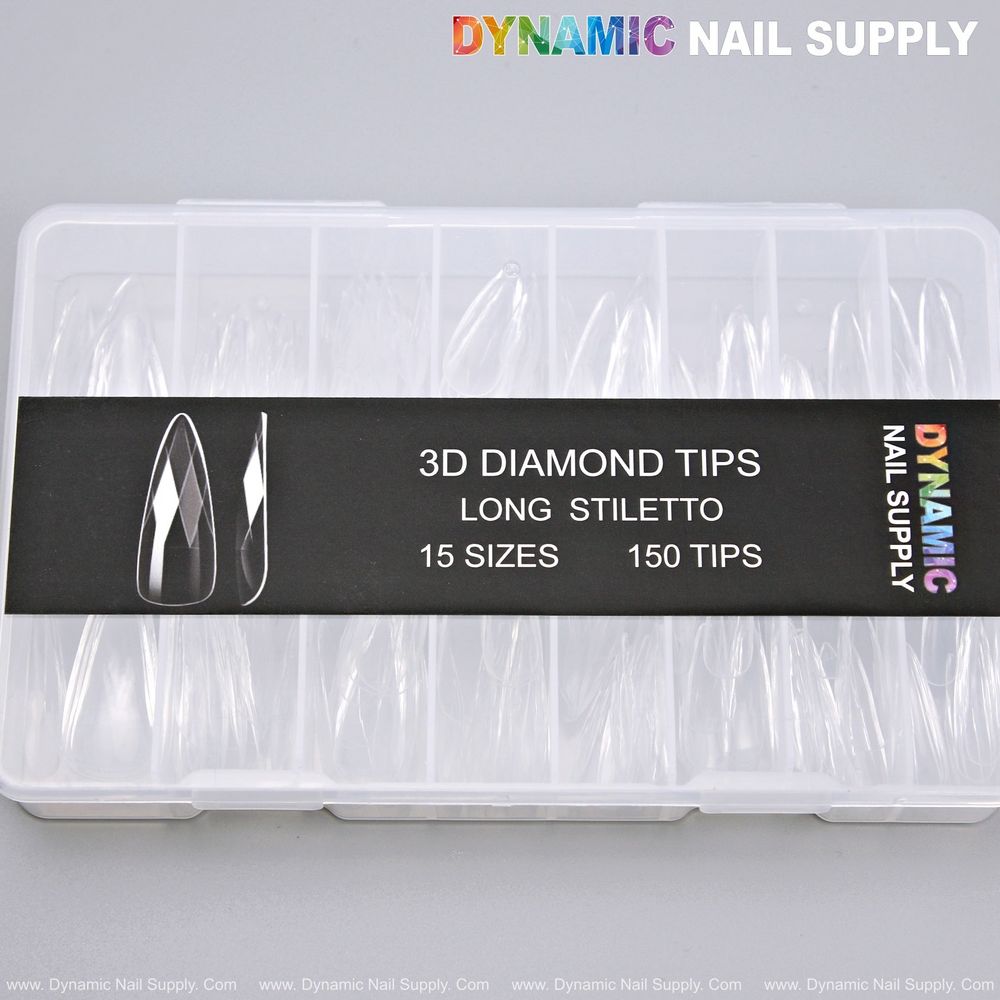 Long stiletto 3D diamond tips - 8