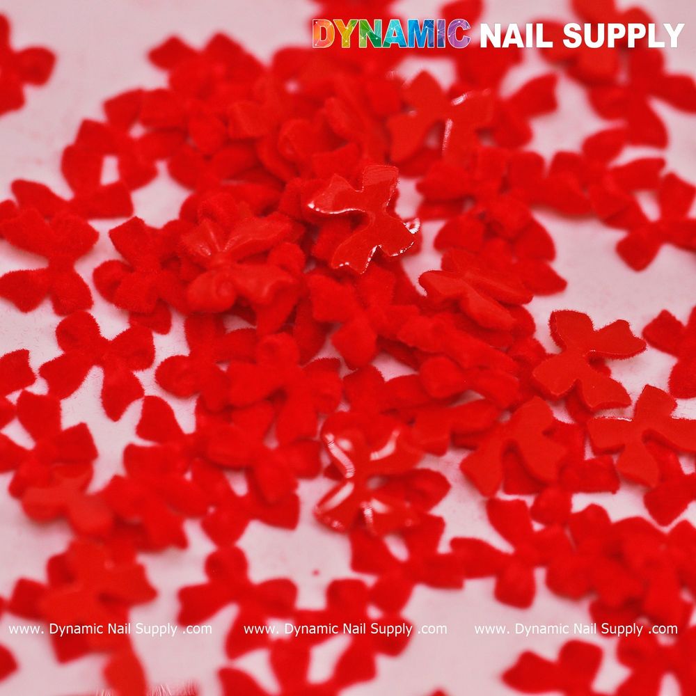 red resin bow nail charms pack - 10