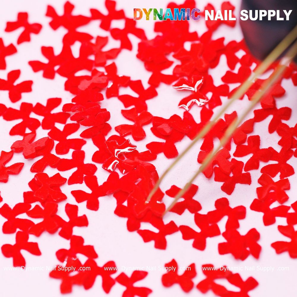 red resin bow nail charms pack - 2