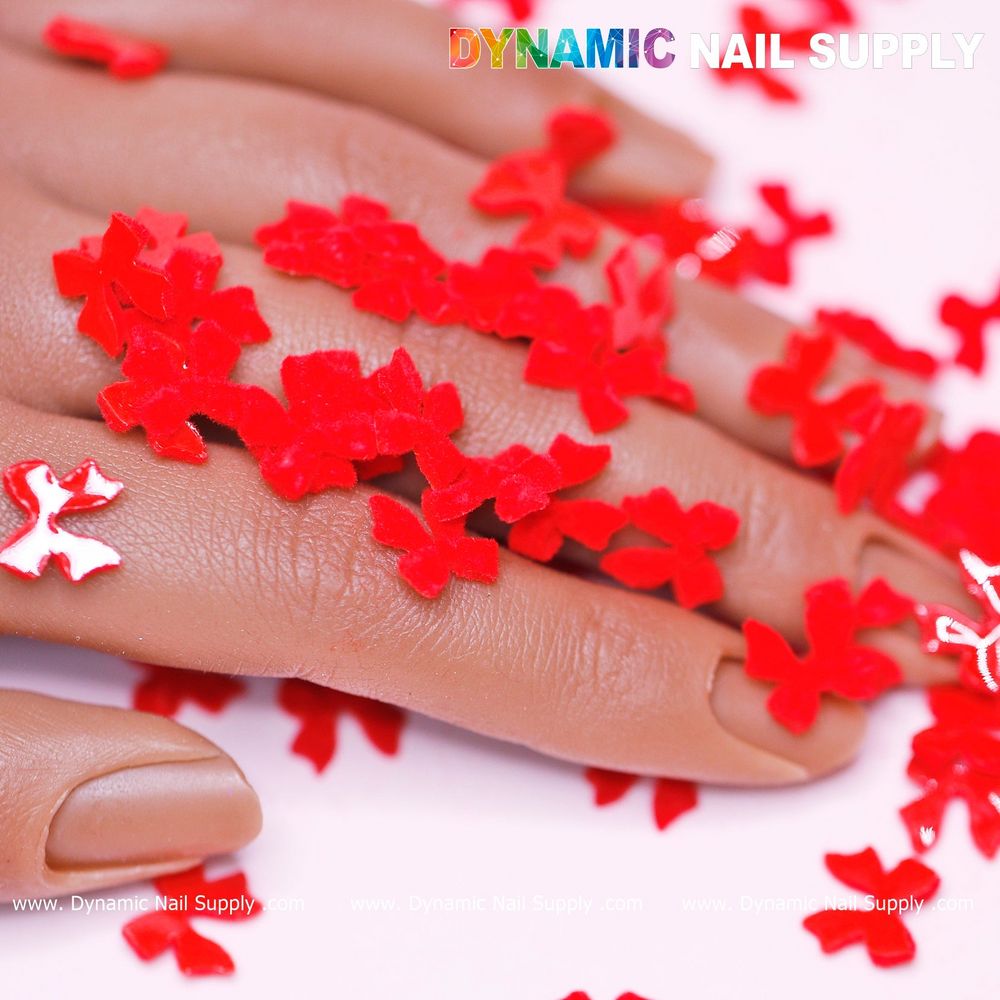 red resin bow nail charms pack - 3