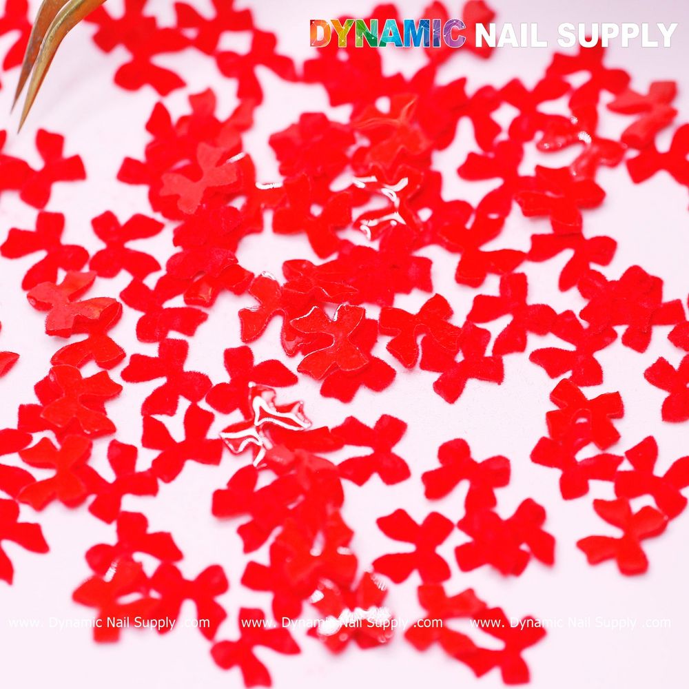 red resin bow nail charms pack - 4