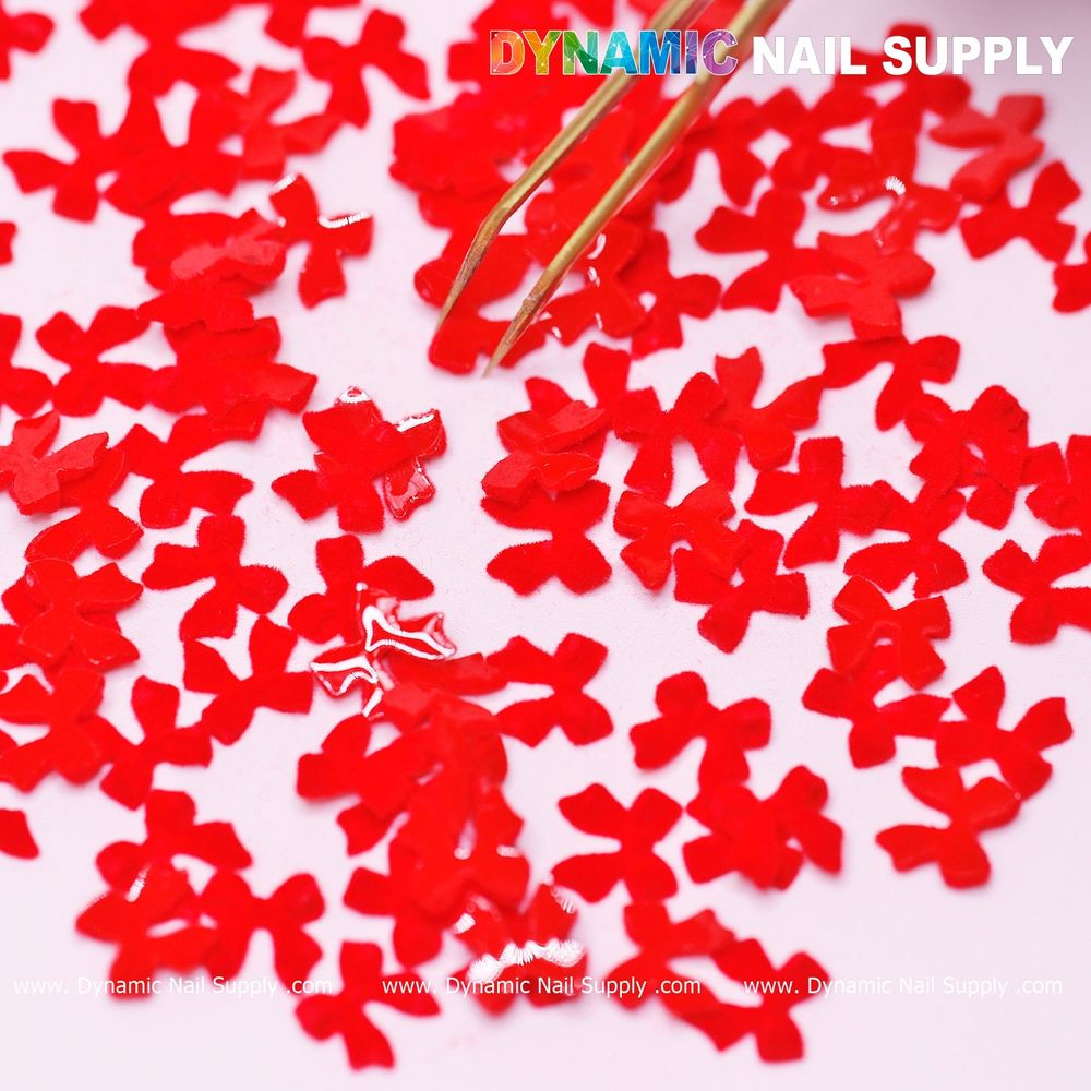 red resin bow nail charms pack - 5