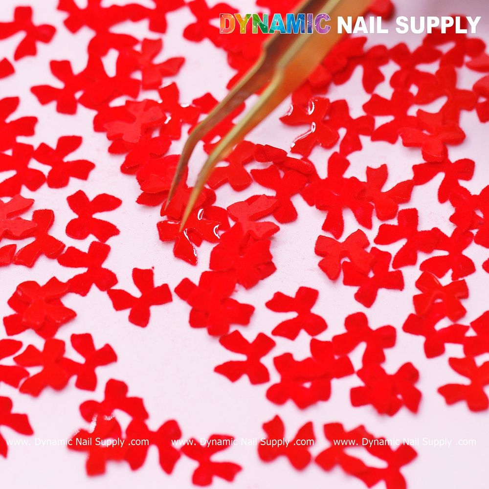 red resin bow nail charms pack - 6