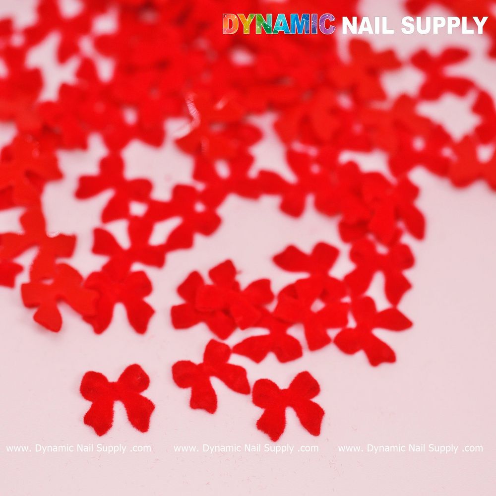 red resin bow nail charms pack - 8