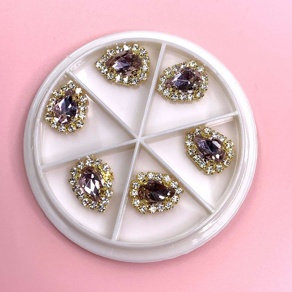 rose gold heart nail charms wheel - 2