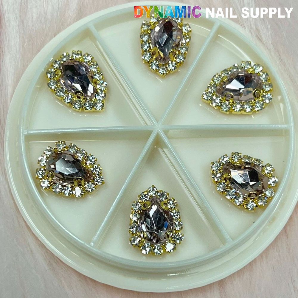 rose gold heart nail charms wheel - 3