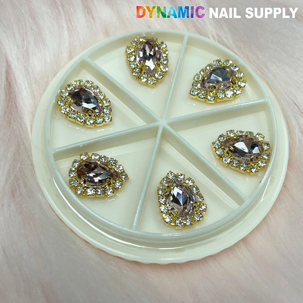 rose gold heart nail charms wheel - 4